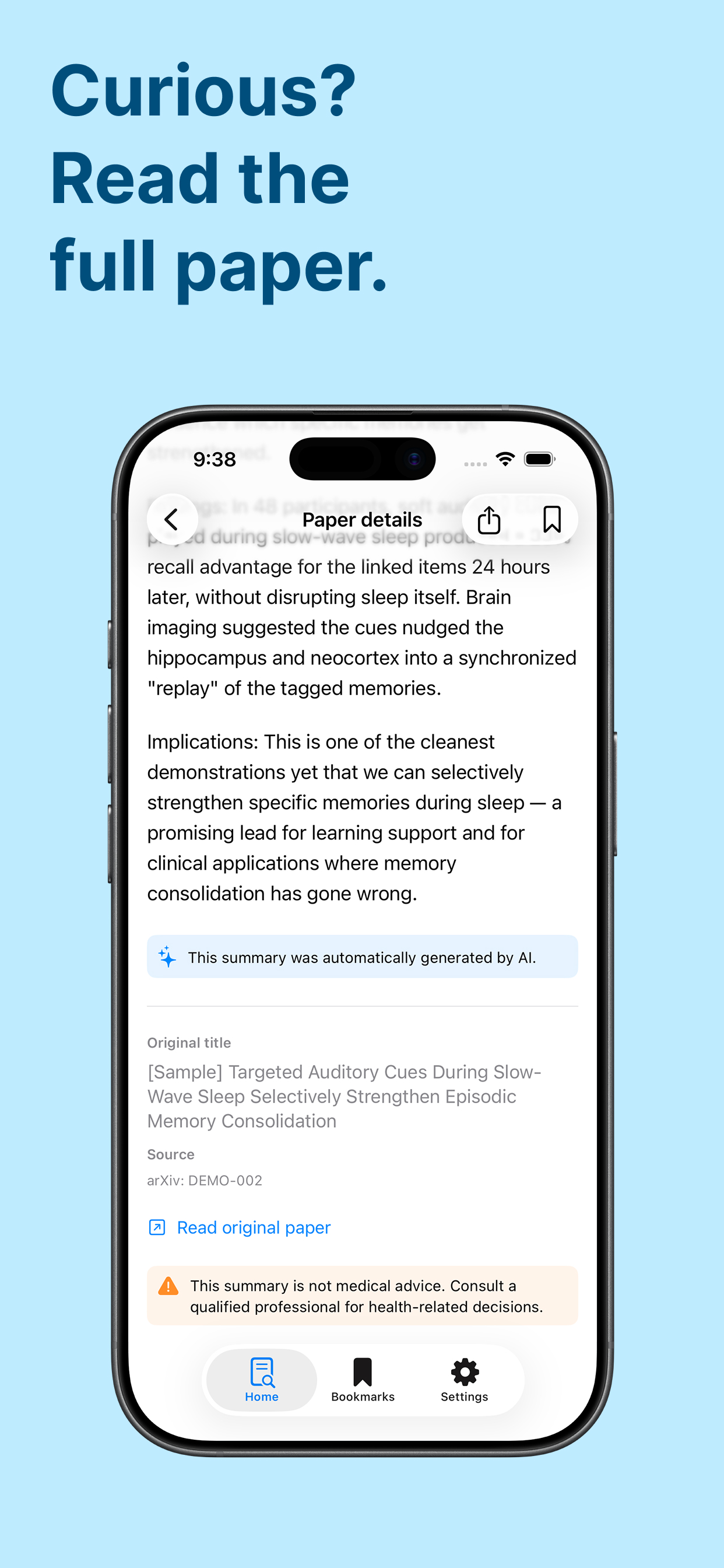 Bookmarks screen