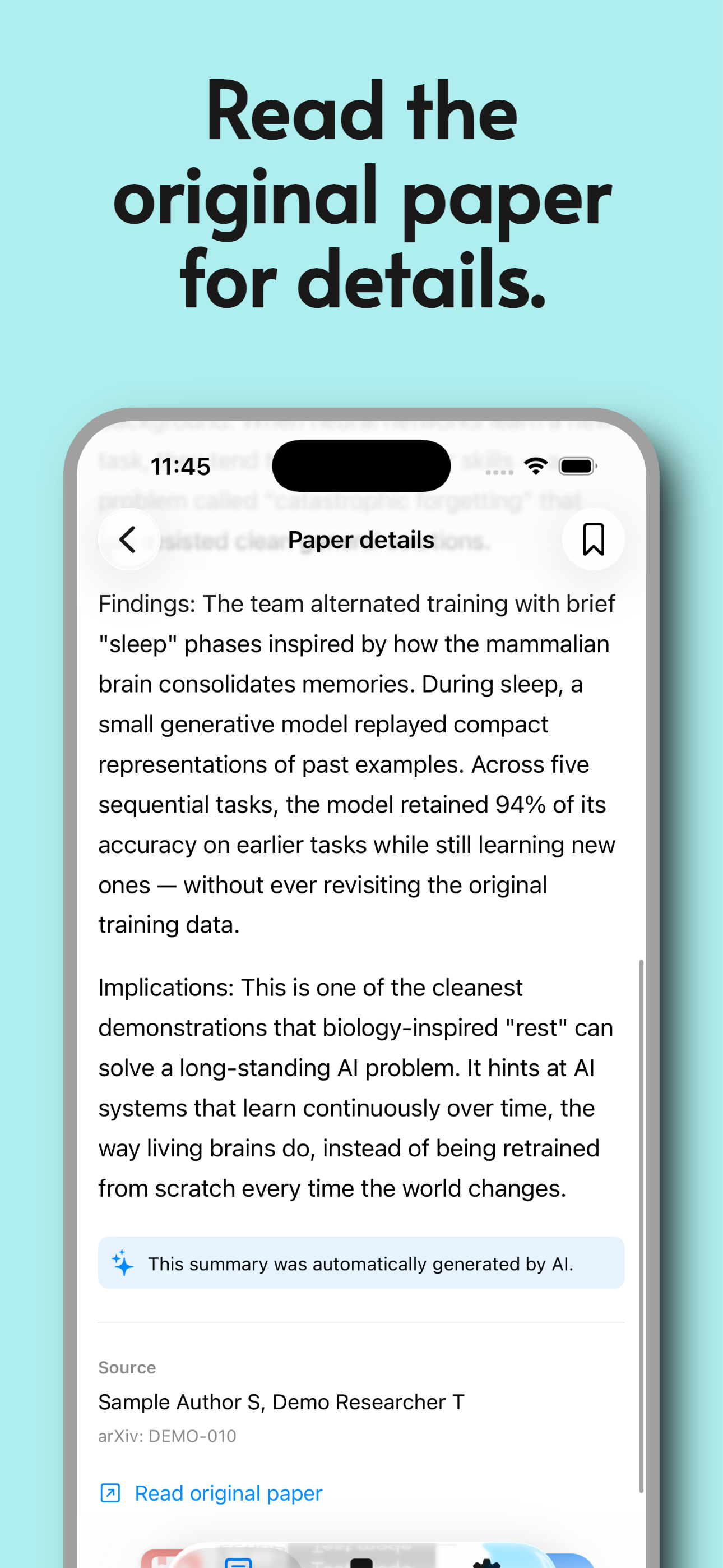 Bookmarks screen